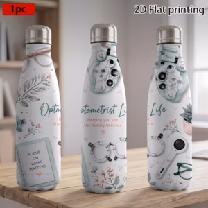 ขวดน้ำเก็บอุณหภูมิ 1ชิ้น 17ออนซ์ 500มล. สแตนเลส 304 กระติกน้ำสุญญากาศสองชั้น แก้วกาแฟลายแว่นตาดอกไม้และฟอโรปเตอร์ สำหรับแพทย์ตา นักตรวจสายตา ของขวัญแสดงความขอบคุณสำหรับการสำเร็จการศึกษา