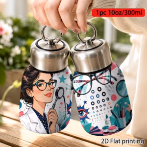 1 ชิ้น ขวดน้ำสแตนเลสเก็บอุณหภูมิ 10 ออนซ์ ขนาด 300 มล. กระบอกน้ำสุญญากาศแบบพกพา พร้อมหูหิ้ว ลายกราฟิก Pop Art น่ารัก พิมพ์ลายแว่นตาแพทย์สายตา แก้วกาแฟสำหรับเดินทาง เหมาะสำหรับใช้ในสำนักงาน กลางแจ้ง เป็นของขวัญสำหรับช่างแว่นตา
